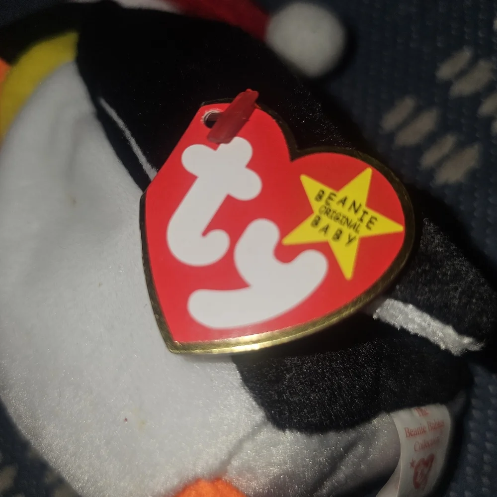 Plush Penguin Bird Toy - Black, White, Orange